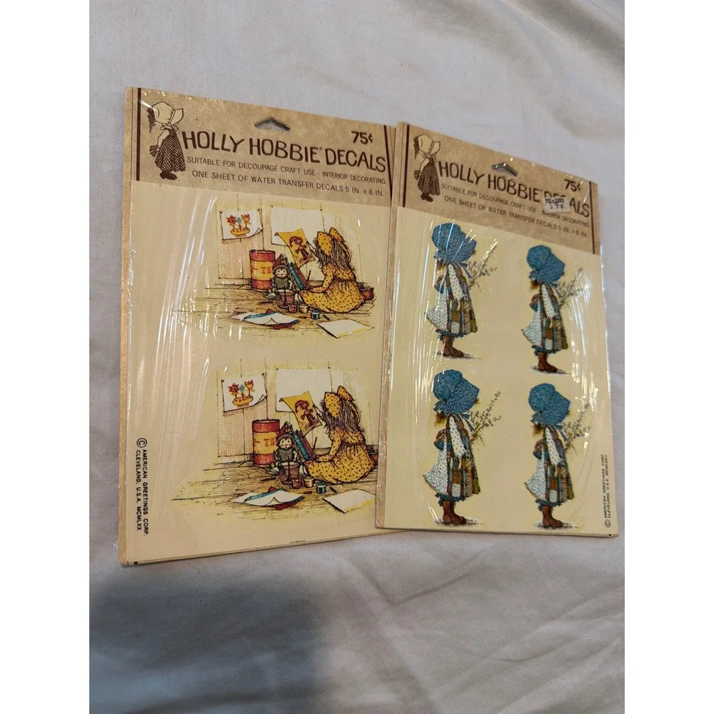 Vintage Holly Hobbie Decals 2 Pack Water Transfer 1970 1972 American Greetings